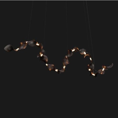 Dune 16 Curve Pendant Light in Aluminum with Silver Anodized Finish by Moss Objects For Sale - Image 4 of 15