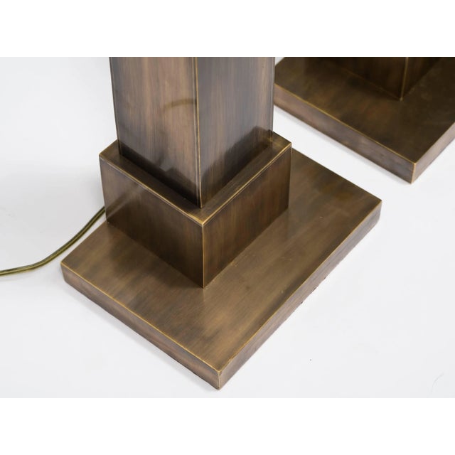Art Deco 1940s Solid Brass Skyscraper Table Lamps - a Pair For Sale - Image 3 of 6