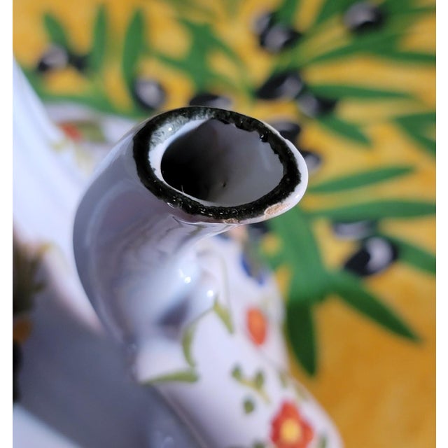 White 1960s Faenza Garofano Blue Carnation Coffee Pot With Four Cups & Saucers - Set of 9 For Sale - Image 8 of 10