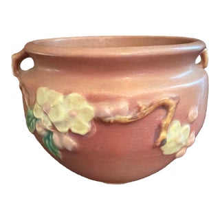 Roseville Art Pottery Apple Blossom Small Jardiniere Vase #300-4 Usa ca.1948 For Sale