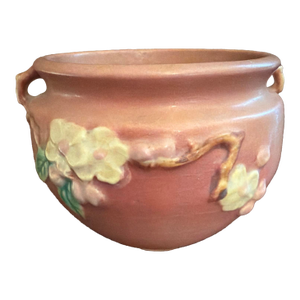 Roseville Art Pottery Apple Blossom Small Jardiniere Vase #300-4 Usa ca.1948