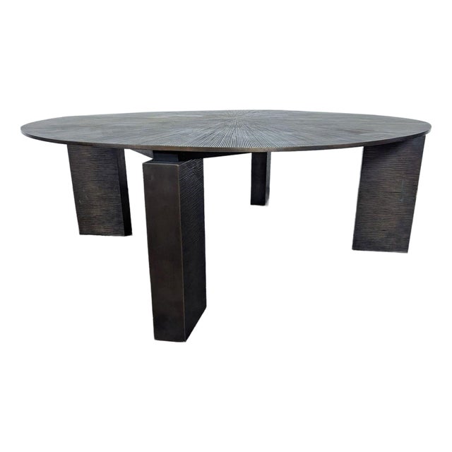 Sunburst Textured Metal Coffee Table For Sale