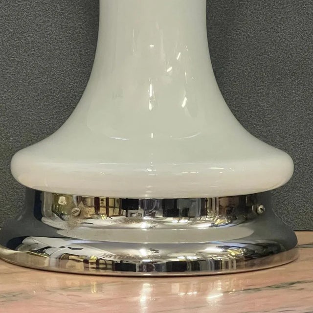Milk Glass Table Lamp in the style of A.V. Mazzega, 1970s For Sale - Image 6 of 12