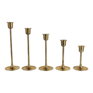 Vintage Brass Taper Candle Holders S/5