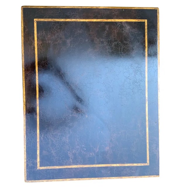 Pair Vintage Black Arched Side Tables Gold Accented For Sale - Image 4 of 6