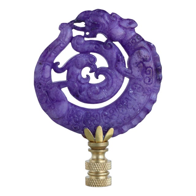 Dragon Ouroboros Lamp Finial on Brass Hardware For Sale