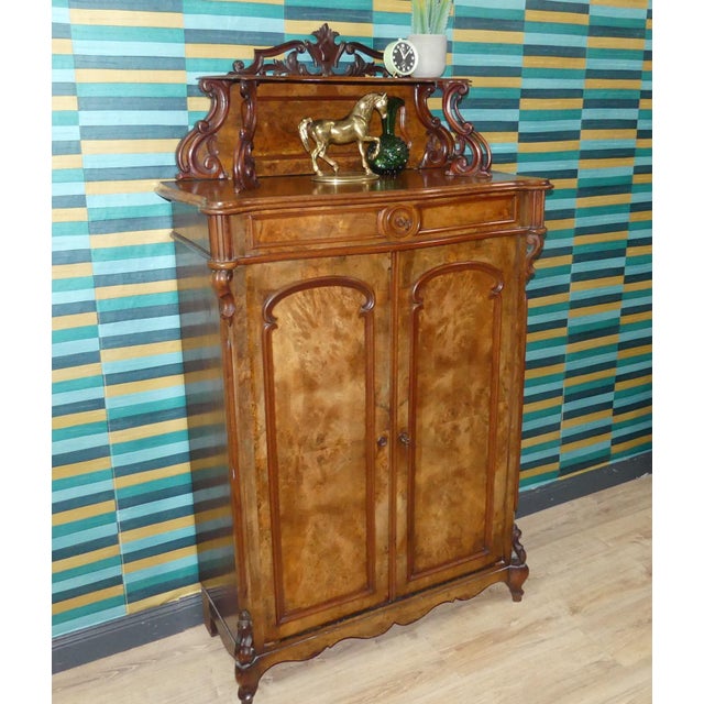 Wood Antique Gründerzeit Vertiko with Top Section, 1920s For Sale - Image 7 of 15