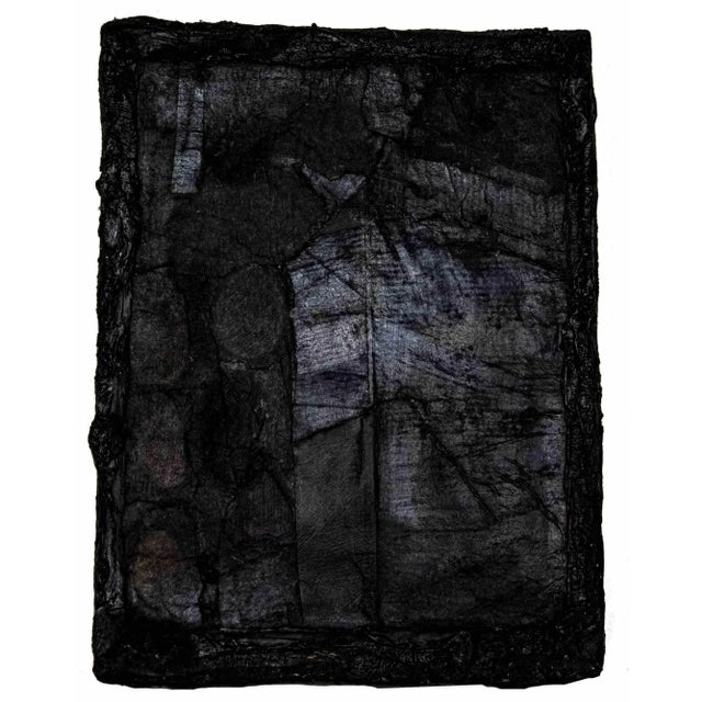 Andrea Nurcis, Black Composition, Original Mixed Media on Canvas, 1987 For Sale - Image 3 of 3