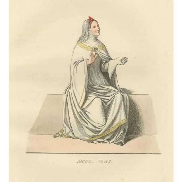 Cardinal, Commoner, and Florentine Noble Costume in 15th Century Italy, 1845, Paper, Set of 3 For Sale - Image 3 of 10