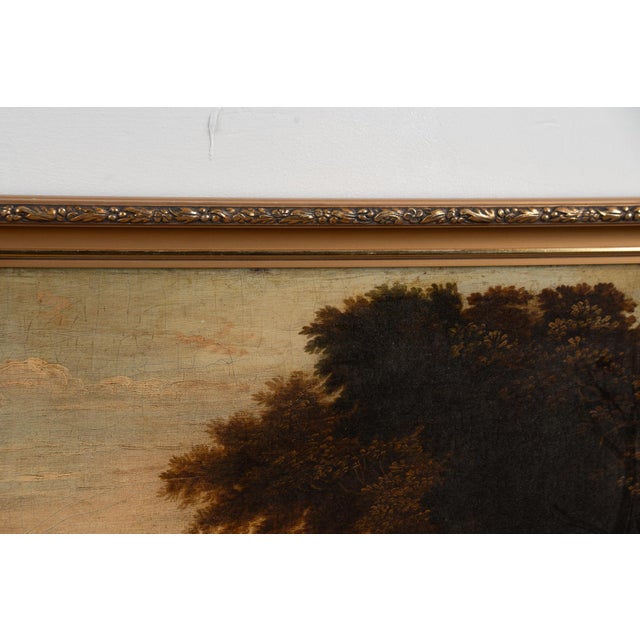 18th Century 18th-Century Original Italian Landscape Oil on Canvas Painting For Sale - Image 5 of 13