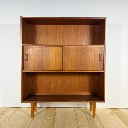 Danish Teak Bookcase with Sliding Doors (Vintage 1960s)