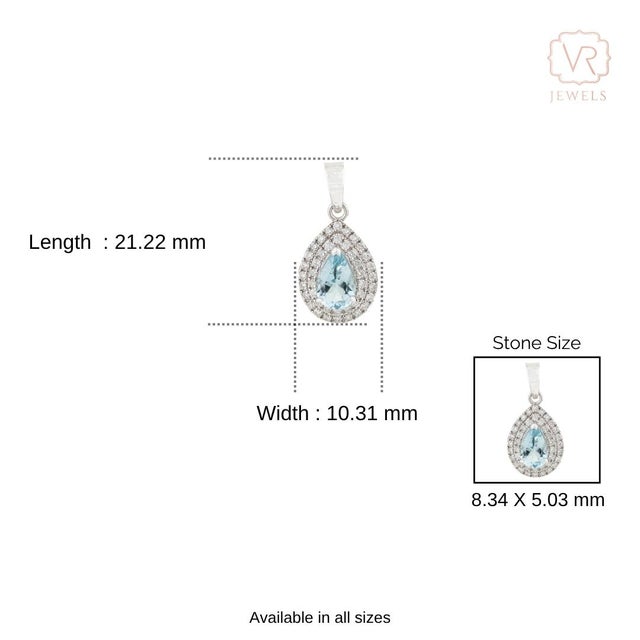 Vintage Aquamarine Diamond Double Halo Drop Pendant in 14k Gold For Sale - Image 11 of 14