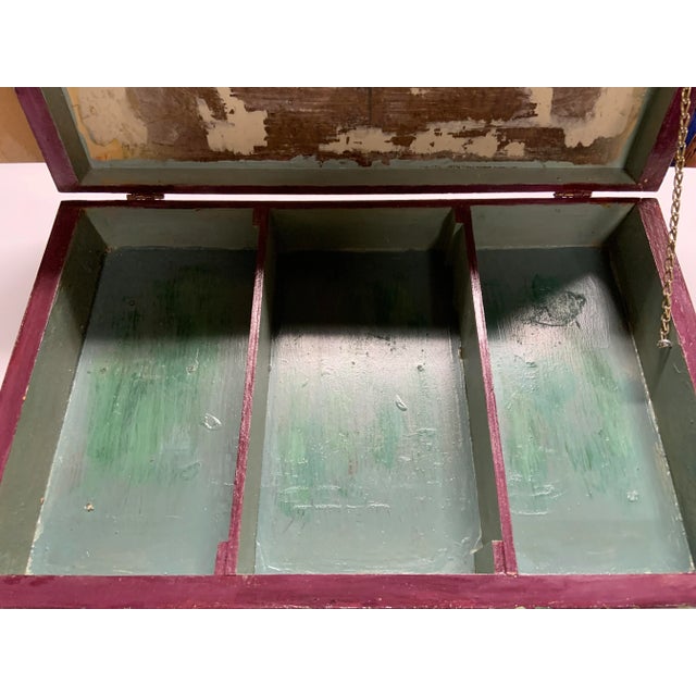 Wood 1998 Original Painted Tile and Wood Box by Nancy Weinberg For Sale - Image 7 of 10