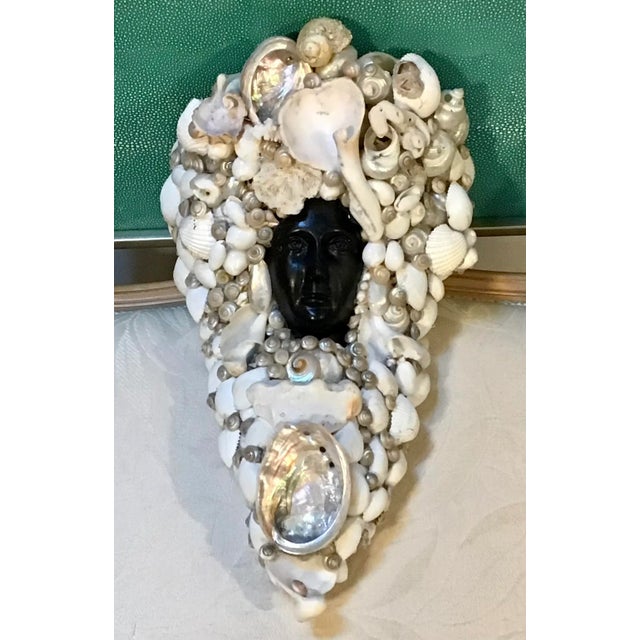 1960s Black Mermaid Shell Embellished Wall Sconce For Sale - Image 4 of 6