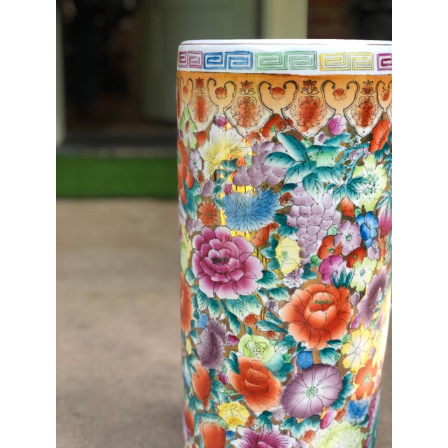 Late 20th Century Colorful Floral Ceramic Umbrella Stand Chairish