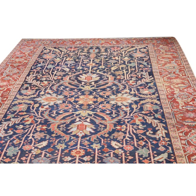 Traditional Antique Serapi Rug 8'8'' x 12'4'' For Sale - Image 3 of 12