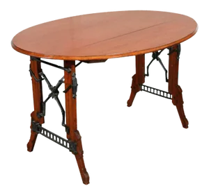 19th Century Campaign Eastlake Iron and Oak Dining Table