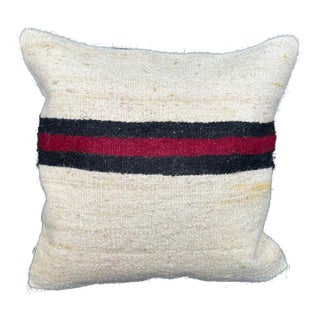 Turkish Hemp Pillow Cushion Natural Beige Black Pillow Cushion Cover 20"x20" For Sale