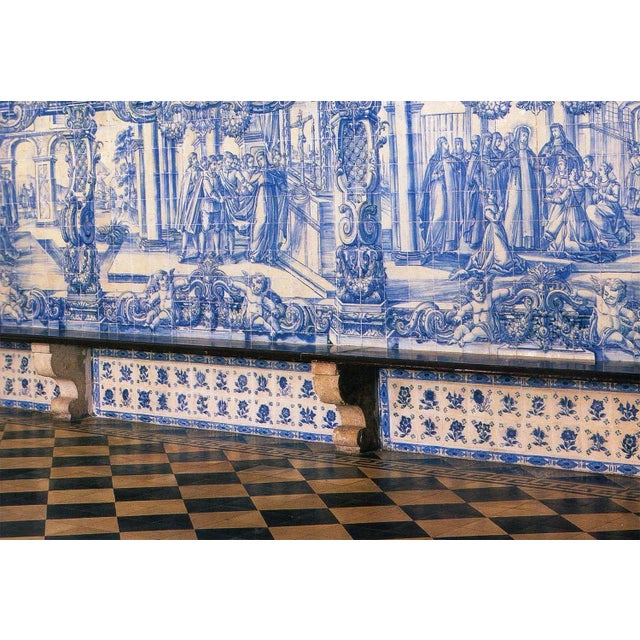 Ceramic 18th Century Baroque Portuguese Tin-Glazed Pottery Tile of Leg on a Swamp For Sale - Image 7 of 10