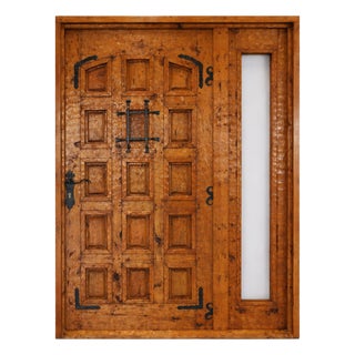 Handcrafted Solid Wood Rustic Door – Custom Spanish Colonial Design Made to Order For Sale