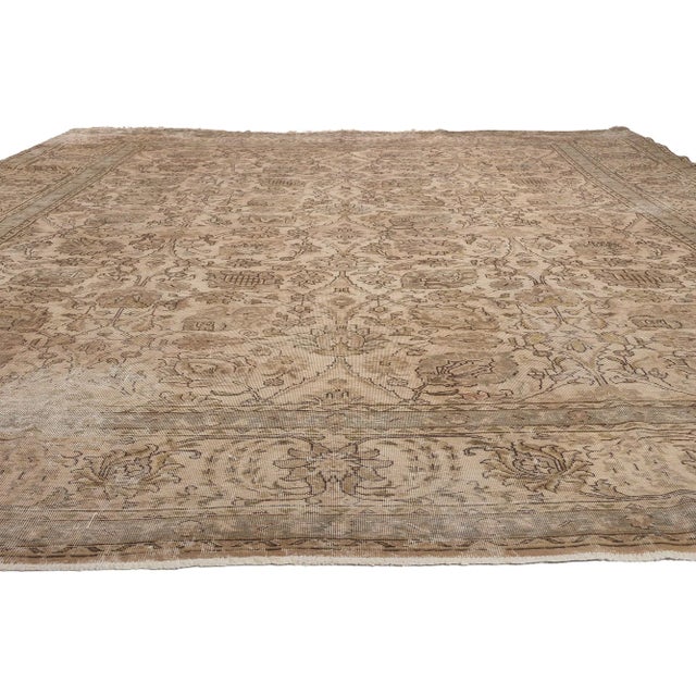 Shabby Chic Mid 20th Century Rustic Vintage Persian Tabriz Rug, 11'02 X 15'06 For Sale - Image 3 of 10