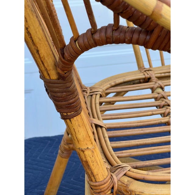 Vintage Coastal Rattan Barrel Lounge Chairs, Pair – Palm Beach Organic Modern Style For Sale - Image 9 of 12