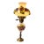 Vintage Victorian Hurricane Opaque 3d Table Lamp - "Gone With the Wind" Featuring Raised, Hand-Painted Floral Motifs on Milk Glass a Marble Base For Sale