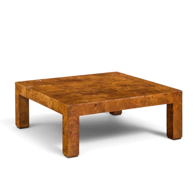 Milo Baughman Style Hekman Mid Century Burlwood Coffee Table For Sale In Chicago - Image 6 of 9