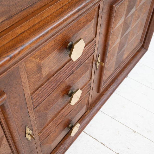 Vintage French Brutalist Oak Sideboard, 1940 For Sale - Image 9 of 12