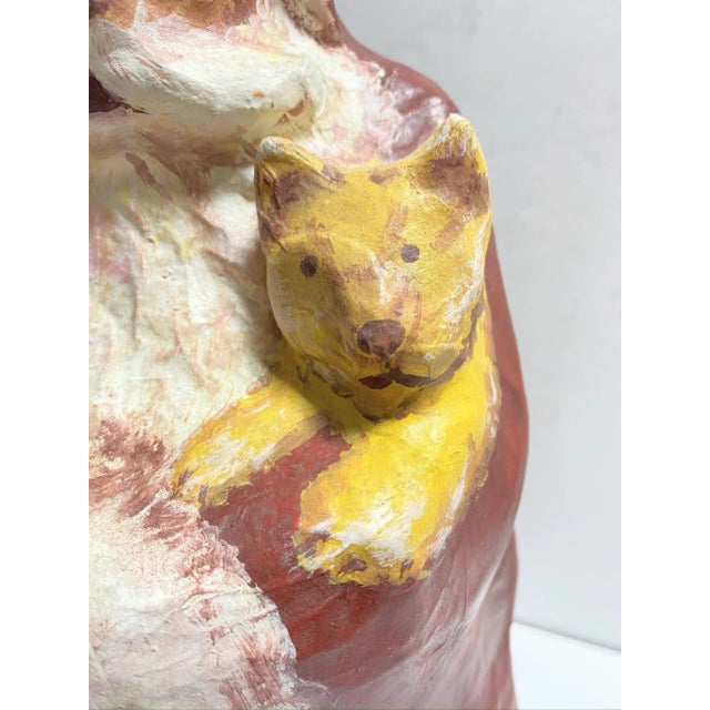 Paper Vintage Folk Art Paper Mache Santa Figure – Hand Painted Mid Century Christmas Decor For Sale - Image 7 of 12