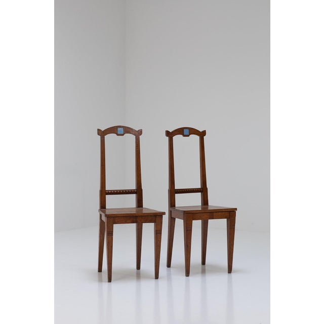 Antique English Arts and Crafts Chairs in Wood, 1890, Set of 2 For Sale - Image 6 of 10