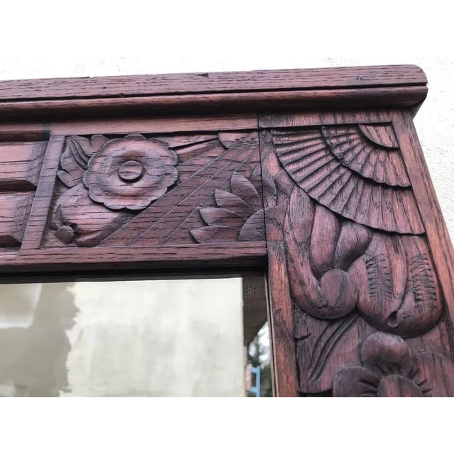 Art Deco Style Shelf Mirror with Oak Frame, 1920s For Sale - Image 3 of 13