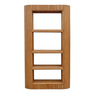 Vintage Boho Chic Split Reed Bamboo Etagere For Sale