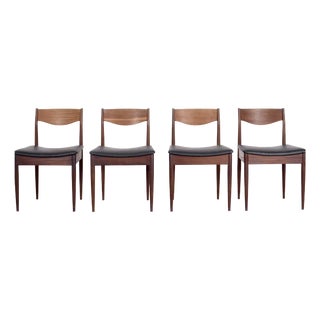 Mid-Century Modern Teak and Leatherette Dining Chairs, 1960s, Set of 4 For Sale