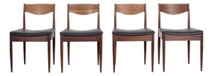Mid-Century Modern Teak and Leatherette Dining Chairs, 1960s, Set of 4