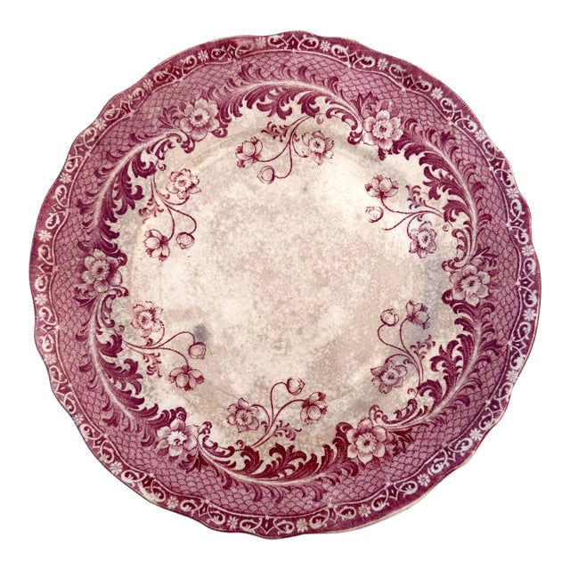 Antique Dudson, Wilcox & Till “Congo” Transferware Plate in Red For Sale