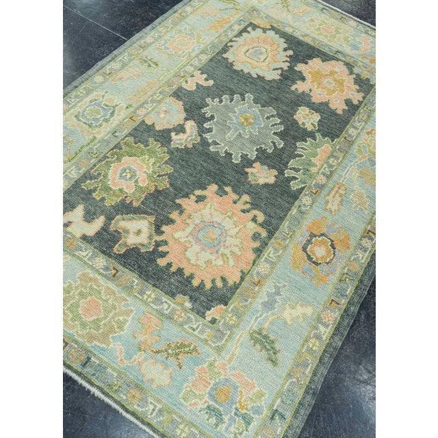 Black Turkish Oushak Rug 4'x 6'3" #19009 For Sale - Image 8 of 8