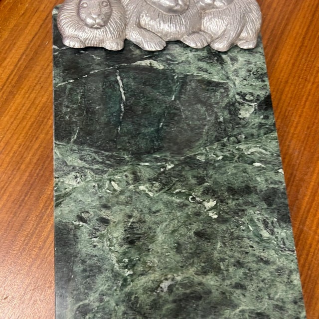 Arthur Court 1980s Arthur Court Rabbit Bunny Green Marble Cheeseboard For Sale - Image 4 of 9