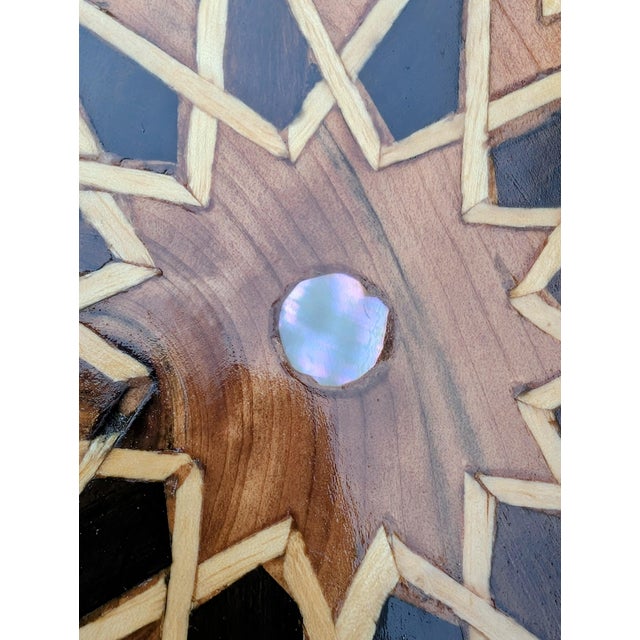 Wood Antique Syrian Marquetry Side Table – Damascus Hand-Inlay With Raw Mother-of-Pearl, C. 1910–1930s For Sale - Image 7 of 14