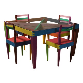 Dry Series Dining Table and Chairs by Massimo Morozzi for Giorgetti Matrix, 1980s, Set of 5 For Sale
