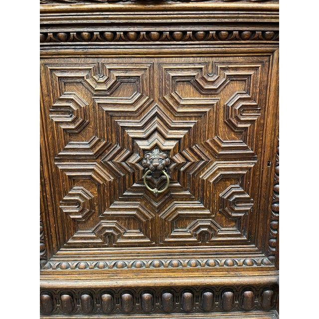 Late 19th Century Antique Renaissance Revival Carved Oak Sideboard For Sale - Image 5 of 11