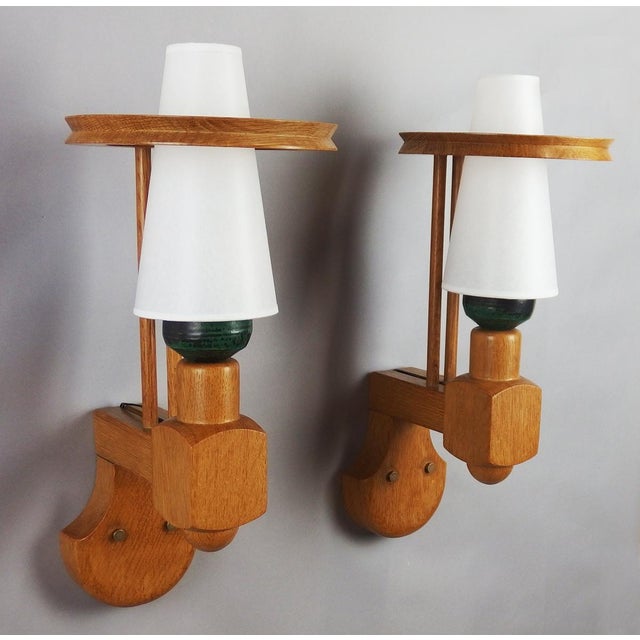 Mid-Century Modern Wall Lights attributed to Guillerme and Chambron for Votre Maison, 1950s, Set of 2 For Sale - Image 3 of 10