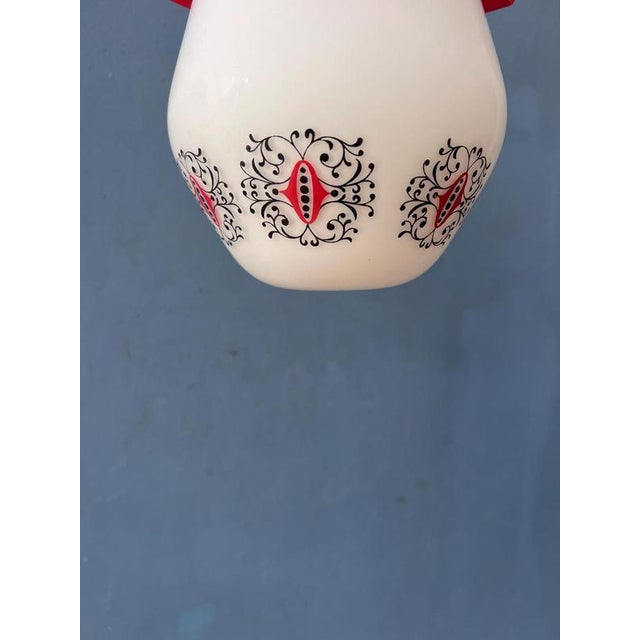 Vintage Opaline Glass Ceiling Lamp with Orange Ceiling Cap from Thabur For Sale - Image 10 of 11