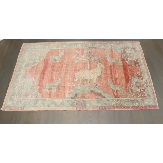 Mid 20th Century Vintage Zabihi Collection Turkish Pictorial Goat Shephard Rug - 4'11" x 7'9" For Sale - Image 5 of 8