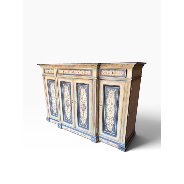 Wood Signed Habersham Hand-Painted French Country Four-Door Cabinet, August 2005 For Sale - Image 7 of 15