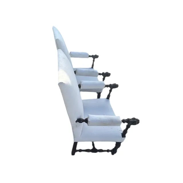 19th Century Pair of French Carved Walnut Arm Chairs For Sale - Image 9 of 10