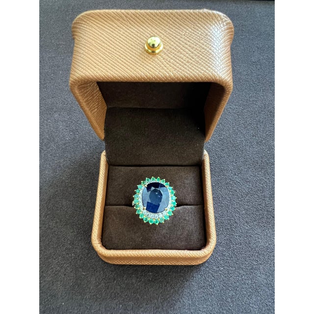 Bochic “Orient” Vintage Diamond, Sapphire & Emerald Ring Set In 18K Gold & Silve For Sale - Image 10 of 12