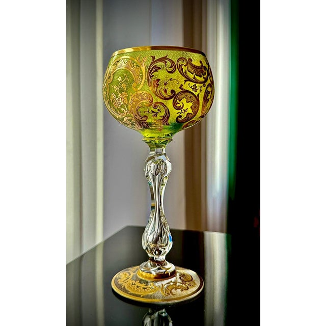 Antique Gilded Crystal Roemer Wine Glasses, 1890s, Set of 6 For Sale - Image 15 of 18