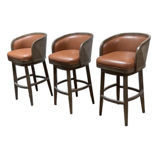 Palecek Sullivan Swivel Bar Stools, Set of Three For Sale