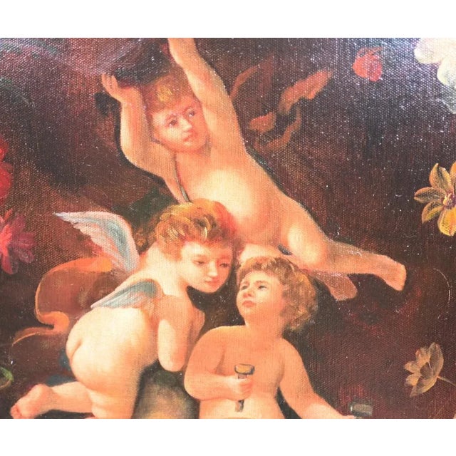 Hollywood Regency Regency Artist, Putti Trio, Oil Painting, Framed For Sale - Image 3 of 10